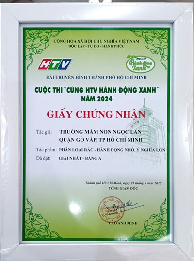 Cuộc thi  cùng htv hành động xanh năm 2024  đạt giải nhất