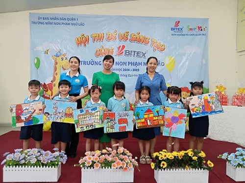 Trường mầm non phạm ngũ lão tổ chức hội thi  bé vẽ sáng tạo cùng bitex 