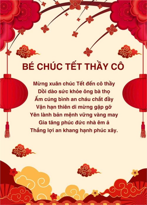 Trường MN Phú Hòa Đông - Bài thơ: Bé chúc Tết thầy cô