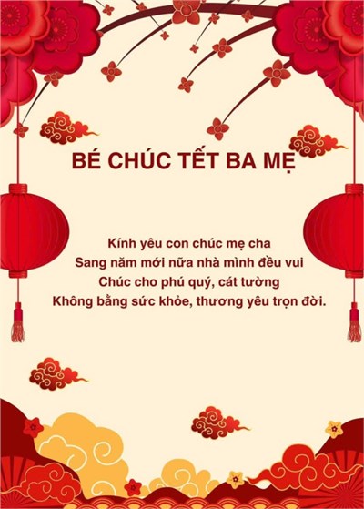 Trường MN Phú Hòa Đông - Bài thơ: Bé chúc Tết ba mẹ