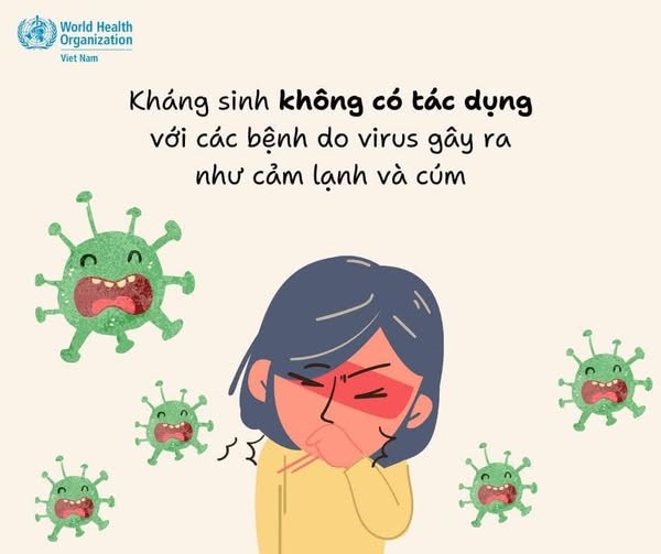 Trường MN Phú Hòa Đông - Kháng sinh không có tác dụng với các bệnh do virus gây ra như cảm lạnh và cúm