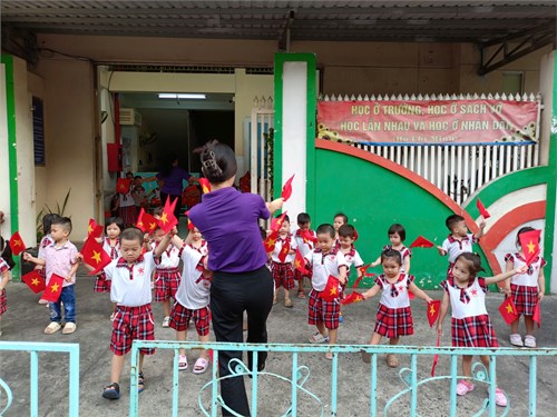 Rộn ràng  Ngày hội đồng diễn bài tập thể dục cho trẻ khối Mẫu giáo” Chào mừng 50 năm Giải phóng miền Nam thống nhất đất nước (30/4/1975 - 30/4/2025) tại Trường Mầm non Phường 12, Quận 11!