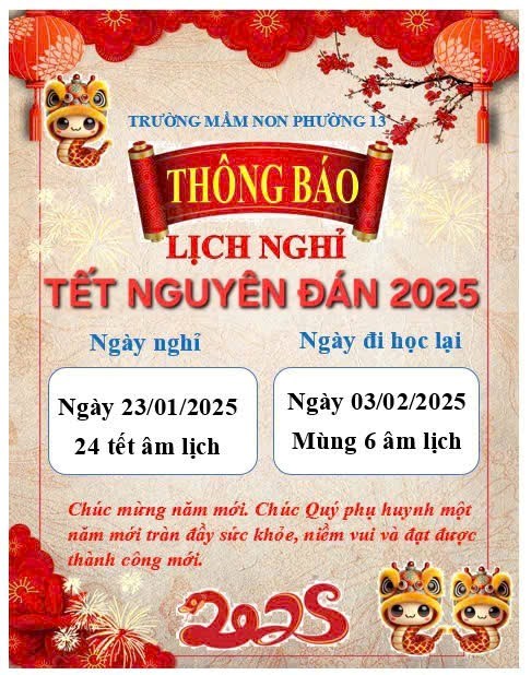 Thông báo lịch nghỉ Tết Nguyên Đán 2025