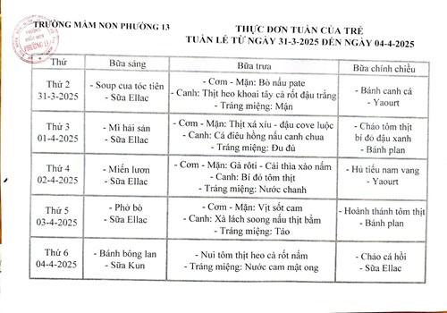 Tuần lễ từ ngày  31-3-2025  đến ngày  4-4-2025