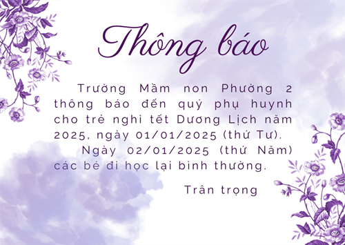 Thông báo nghỉ Tết Dương lịch
