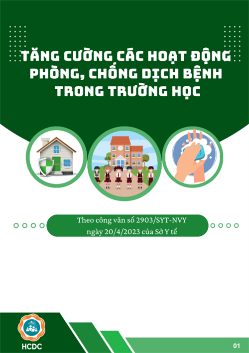 Tăng cường các hoạt động phòng chống dịch bệnh trong trường học (theo công văn số 2903/SYT-NVY ngày 20/4/2023 của Sở Y tế)