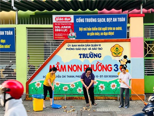 Trường Mầm non Phường 3 thực hiện tổng vệ sinh đón Tết Nguyên đán Ất Tỵ năm 2025 và kỷ niệm 95 năm ngày thành lập Đảng Cộng sản Việt Nam (03/02/1930 - 03/02/2025)