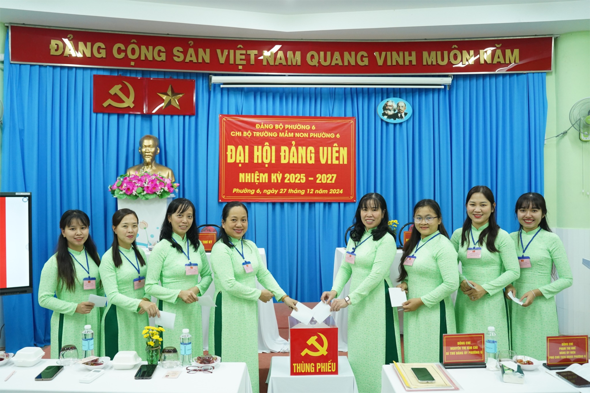 ĐẠI HỘI ĐẢNG VIÊN CHI BỘ TRƯỜNG MẦM NON PHƯỜNG 6 NHIỆM KỲ 2025 - 2027, ngày 27/12/2024