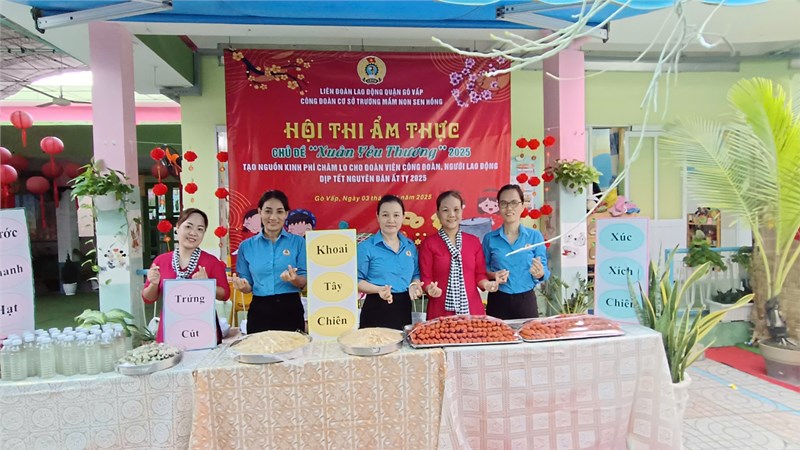 CĐCS trường mầm non Sen Hồng tổ chức “ hội thi ẩm thực” chủ đề xuân yêu thương 2025