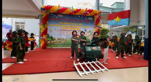 Tham gia hội thi thể dục đồng diễn bậc học mầm non
chào mừng 50 năm ngày giải phóng miền nam, thống nhất đất nước (30/4/1975 – 30/4/2025)