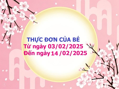 Thực đơn của bé 
Từ ngày 03/02/2025
đến ngày 14/02/2025