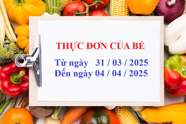 Thực đơn của bé
Từ ngày   31/03/2025
Đến ngày 04/04/2025