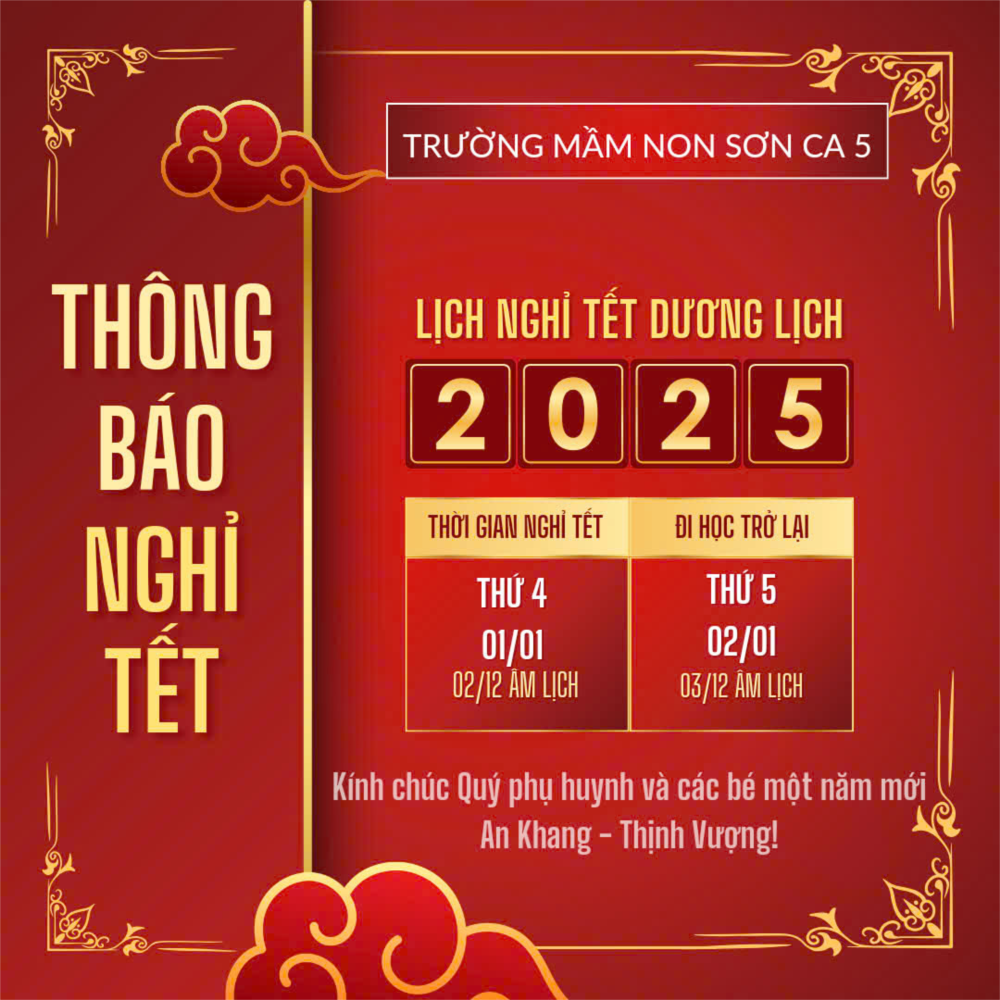 Lịch nghỉ tết dương lịch 2025