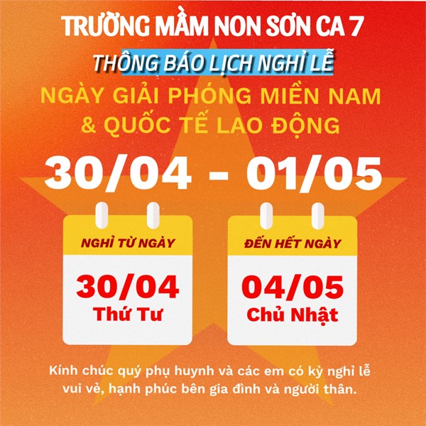 Thông báo nghỉ lễ 30/4 - 1/5