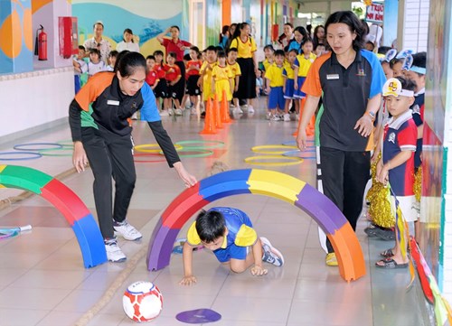 Thực hiện kế hoạch số 2428/KH-GDĐT ngày 19 tháng 12 năm 2024 của Phòng Giáo dục và Đào tạo thành phố Thủ Đức về tổ chức ngày hội phát triển vận động cho trẻ Mẫu giáo “Năng lượng mới cả ngày vui”. Năm học 2024-2025. Ngày 21/02/2025 tại trường Mầm non Sơn Ca 1 long trọng tổ chức hội thi cùng sự tham gia của các đơn vị thuộc Cụm 6 đã thành công tốt đẹp.