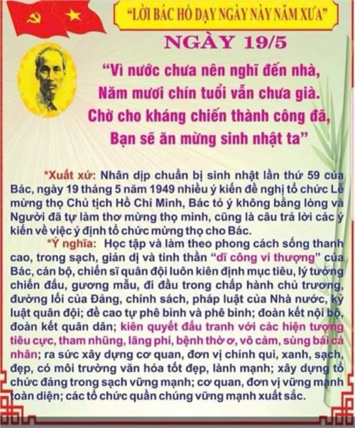 Lời bác hồ dạy ngày 19/5