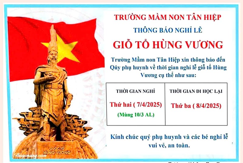 Thông báo nghĩ Giỗ Tổ Hùng Vương 10/3AL