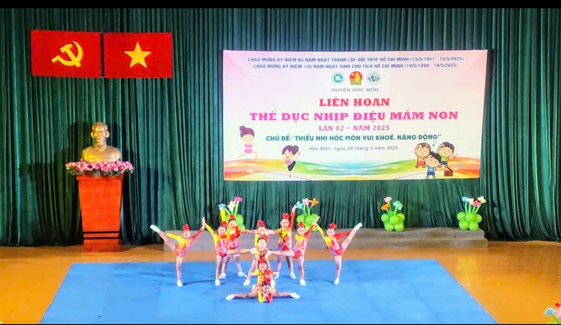 Sáng ngày 9/5/2025, đại diện các bé khối lá trường Mầm non Tân Hiệp tham gia Liên hoan Thể dục nhịp điệu Mầm non lần 2 năm 2025. Kết quả đạt giải Nhì