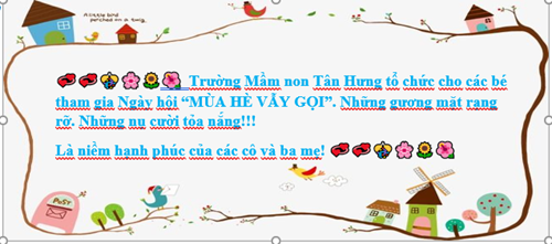 💞💞🎊🌸🌻🌺 Mầm non Tân Hưng tổ chức cho các bé tham gia Ngày hội “MÙA HÈ VẪY GỌI”💞💞🎊🌸🌻