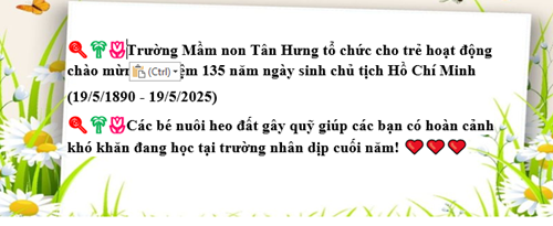 💞🎉🌺🌸 Mầm non Tân Hưng tổ chức cho trẻ hoạt động chào mừng kỷ niệm 135 năm ngày sinh chủ tịch Hồ Chí Minh💞🎉🌺🌸
