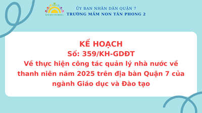 KẾ HOẠCH
Về thực hiện công tác quản lý nhà nước về thanh niên năm 2025 trên địa bàn Quận 7 của ngàng Giáo dục và Đào tạo