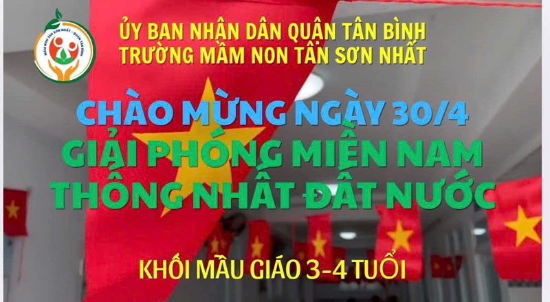 Đồng diễn thể dục chào mừng Kỷ niệm 50 năm ngày giải phóng miền Nam - Thống nhất đất nước của các bé lớp 3-4 tuổi (2)