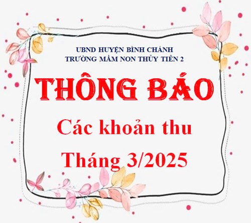 Thông báo các khoản thu tháng 3/2025