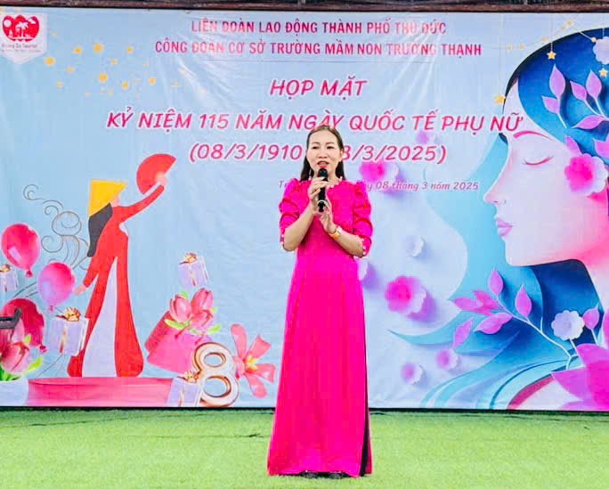 Ngày 08 tháng 3 năm 2025, trường Mầm non Trường Thạnh đã tổ chức cho cán bộ, giáo viên, người lao động được hoạt động về nguồn đầy ý nghĩa tại  Khu di tích Rạch Gầm - Xoài Mút - Khu du lịch Lan Vương   chào mừng kỷ niệm 115 Năm ngày quốc tế phụ nữ (08/03/1910 - 08/03/2025).