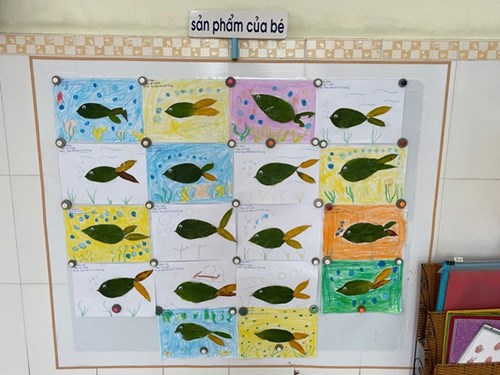 Tạo hình con cá từ lá cây (Lớp Chồi 1)