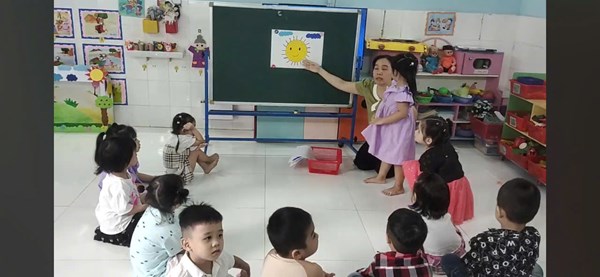 Hoạt động : Bé vẽ ông mặt trời. Cô Thảo lớp Mầm (3-4 tuổi)