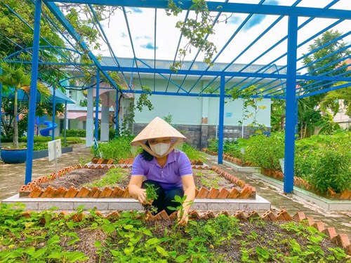 Hướng chào mừng 50 năm Ngày Giải phóng Miền Nam thống nhất đất nước ( 30/4/1975 - 30/4/2025) Trường Mầm non Vành Khuyên thực hiện công trình:  KHÔNG GIAN XANH- ƯƠM MẦM TƯƠNG LAI 