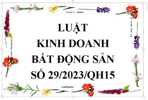 Luật kinh doanh bất động sản
số 29/2023/qh15